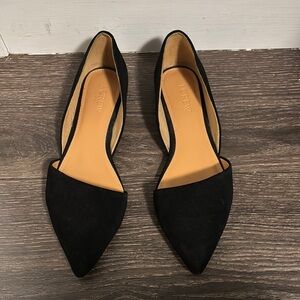 J. Crew Black Pointed-Toe Flats with d'Orsay Design